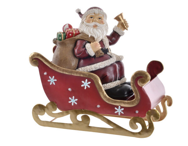 FIGURA LED RESINA 32X17X29 BABBO NATALE ROSSO
