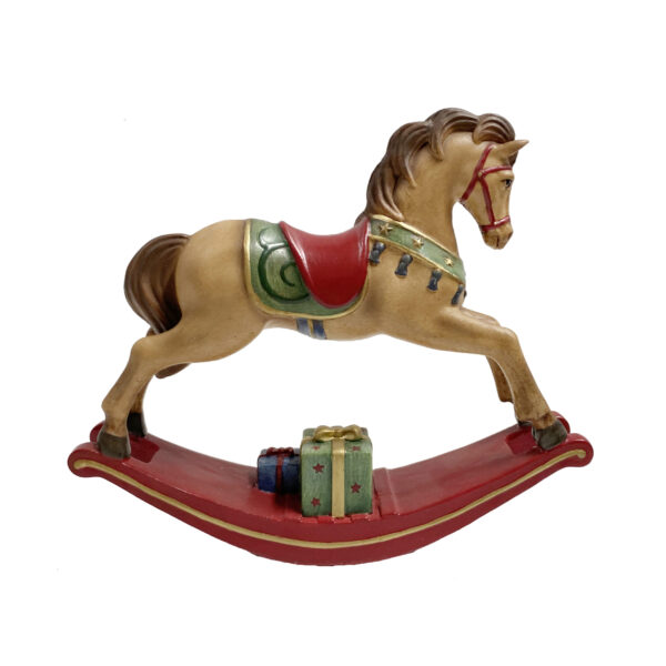 CAVALLO A DONDOLO NATALE IN POLIRESINA