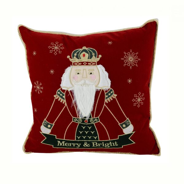 CUSCINO ROSSO CON BABBO NATALE IN VELLUTO COMPLETO DI IMBOTTITURA